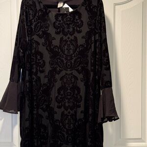 Cocomo Black Long Sleeve Burn out Velvet Dress